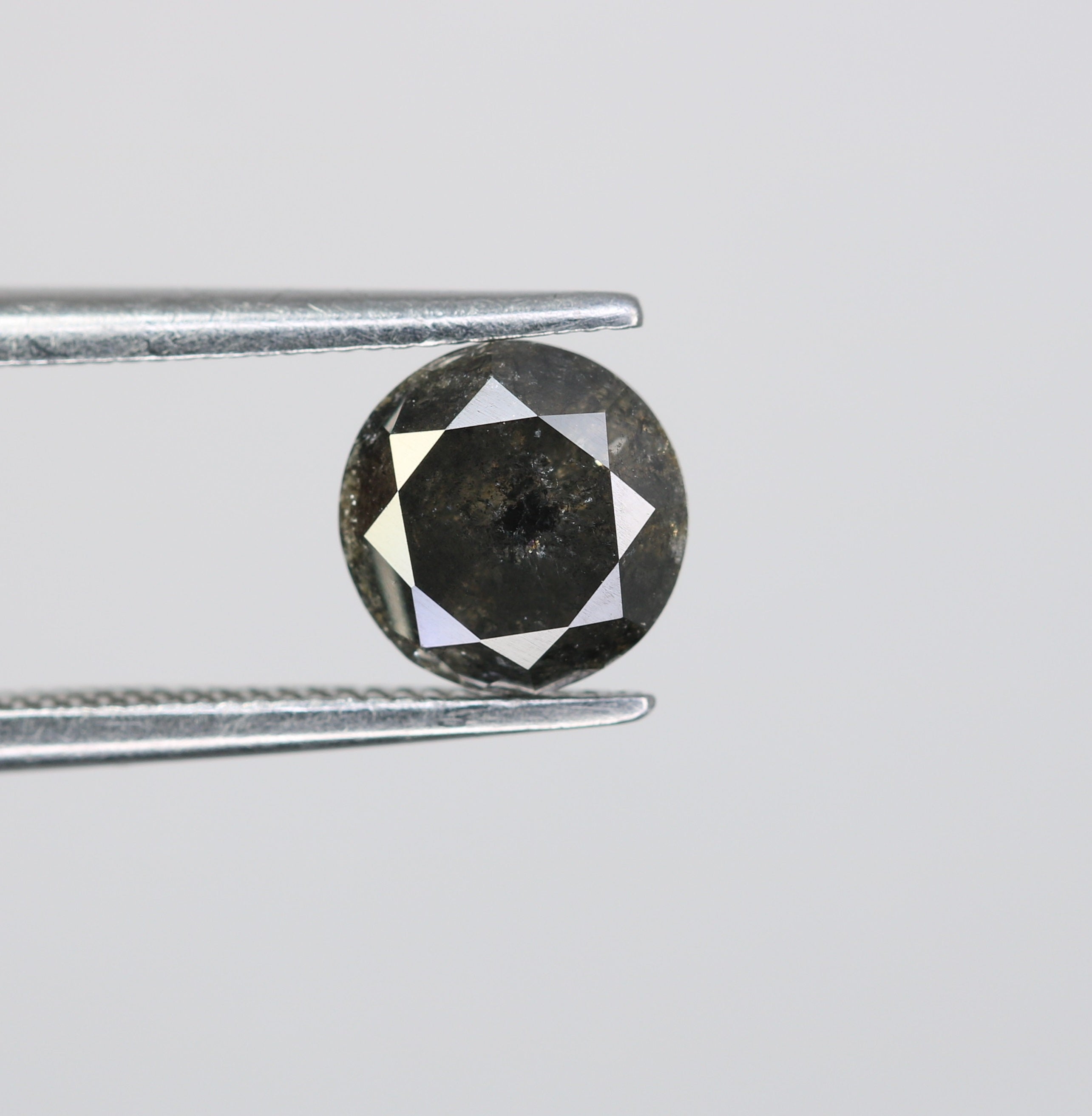 1.13 CT Round Brilliant Cut Salt and Pepper Diamond For Engagement Ring