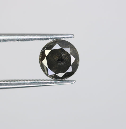 1.13 CT Round Brilliant Cut Salt and Pepper Diamond For Engagement Ring - JayKrishna Diamond