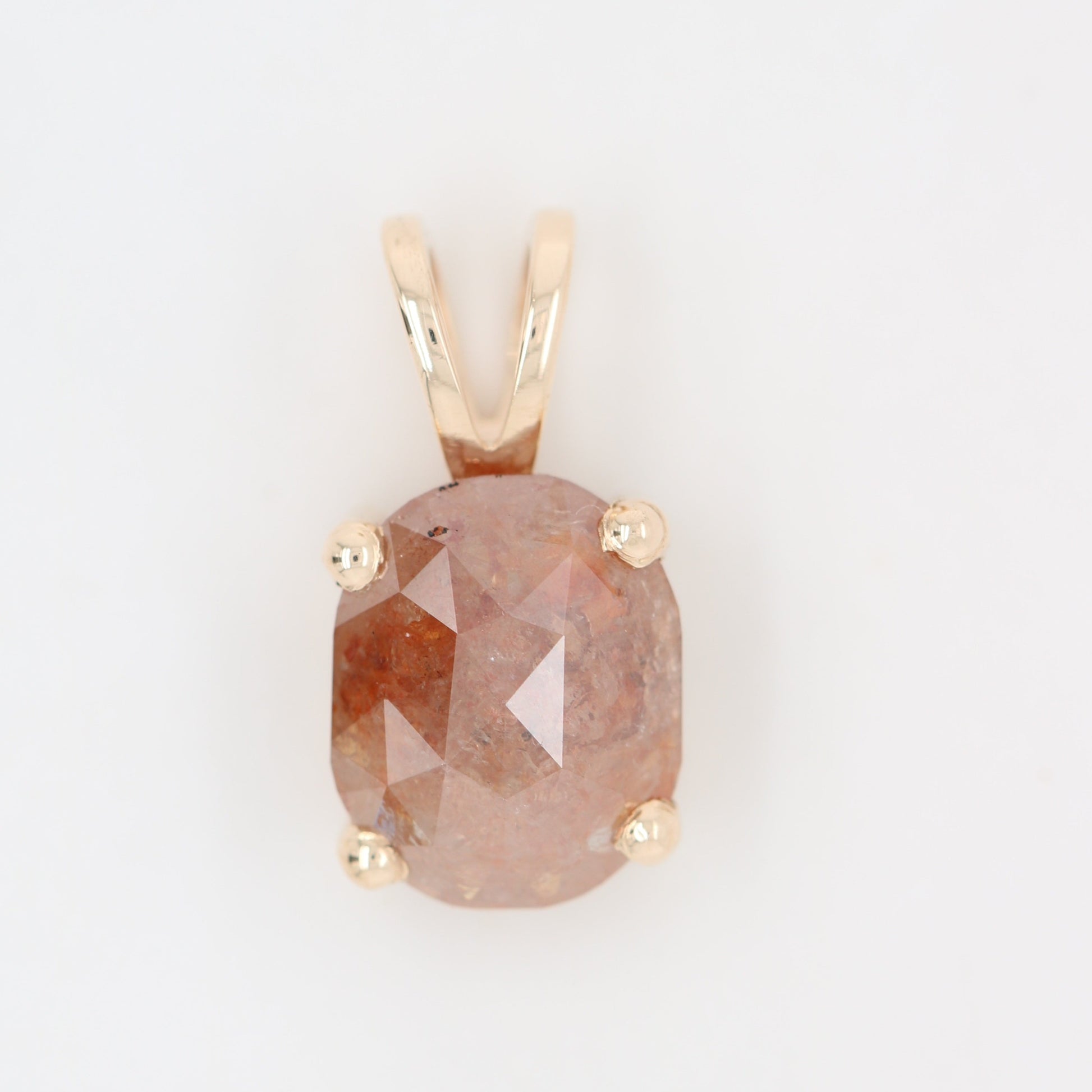 Oval Shape Peach Diamond Pendant with 10K Yellow Gold Pendant Gift For Her - JayKrishna Diamond