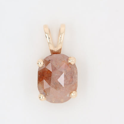 Oval Shape Peach Diamond Pendant with 10K Yellow Gold Pendant Gift For Her - JayKrishna Diamond