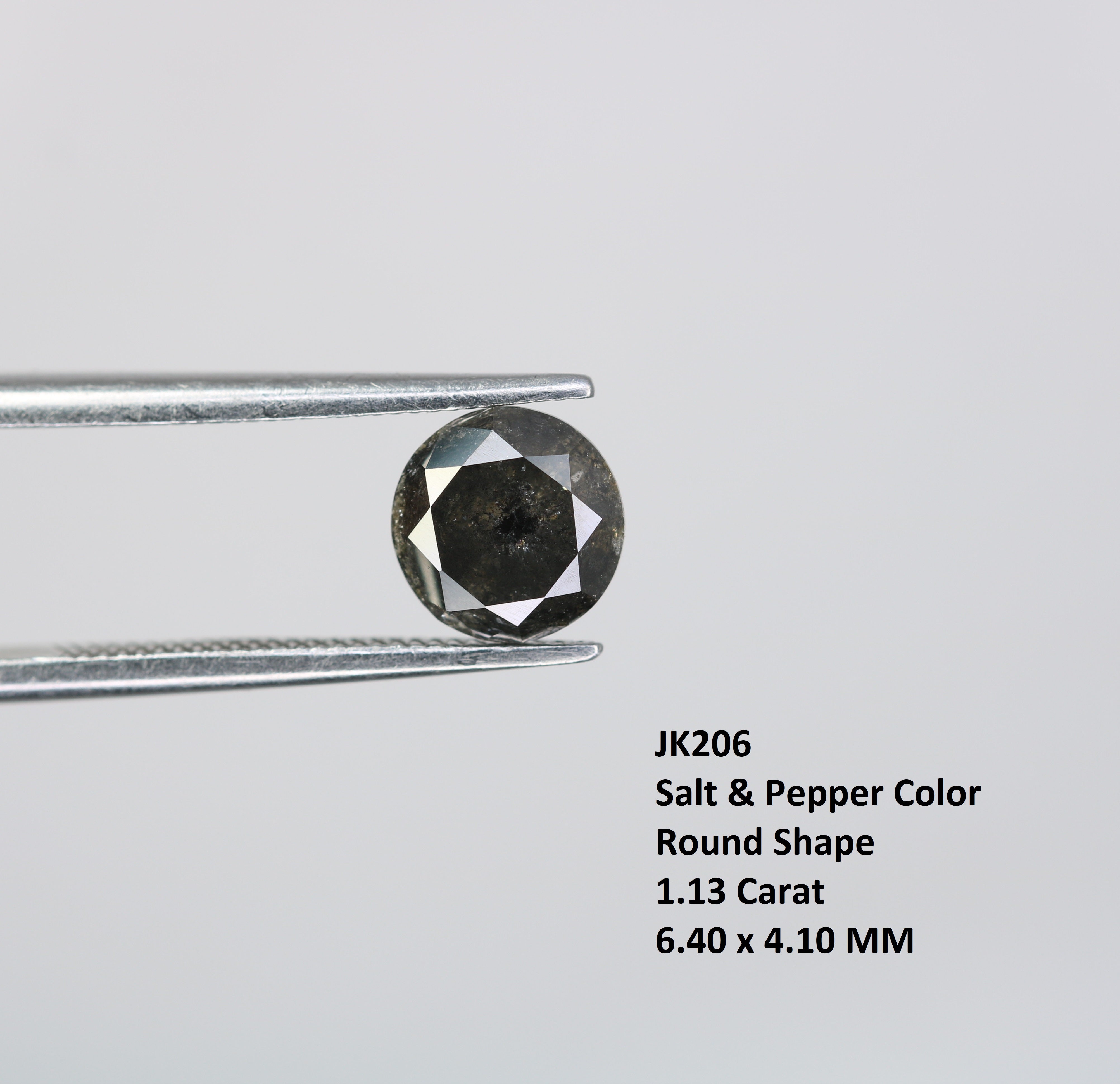 1.13 CT Round Brilliant Cut Salt and Pepper Diamond For Engagement Ring