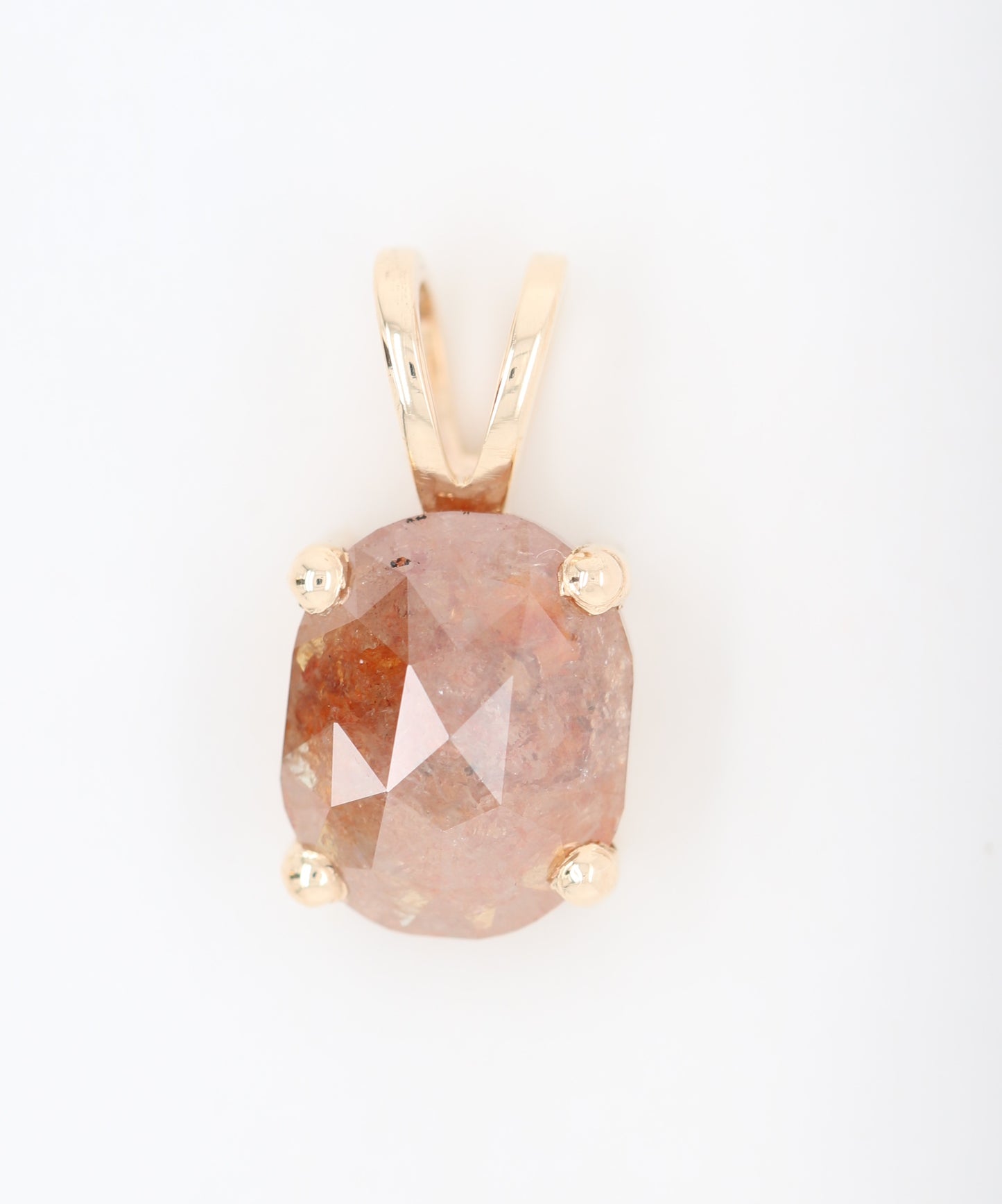 Oval Shape Peach Diamond Pendant with 10K Yellow Gold Pendant Gift For Her - JayKrishna Diamond