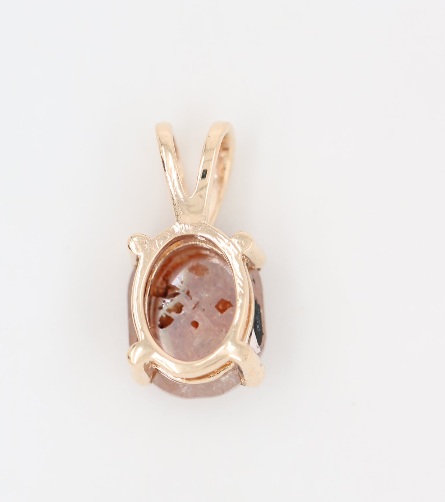 Oval Shape Peach Diamond Pendant with 10K Yellow Gold Pendant Gift For Her