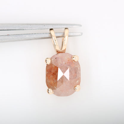 Oval Shape Peach Diamond Pendant with 10K Yellow Gold Pendant Gift For Her - JayKrishna Diamond