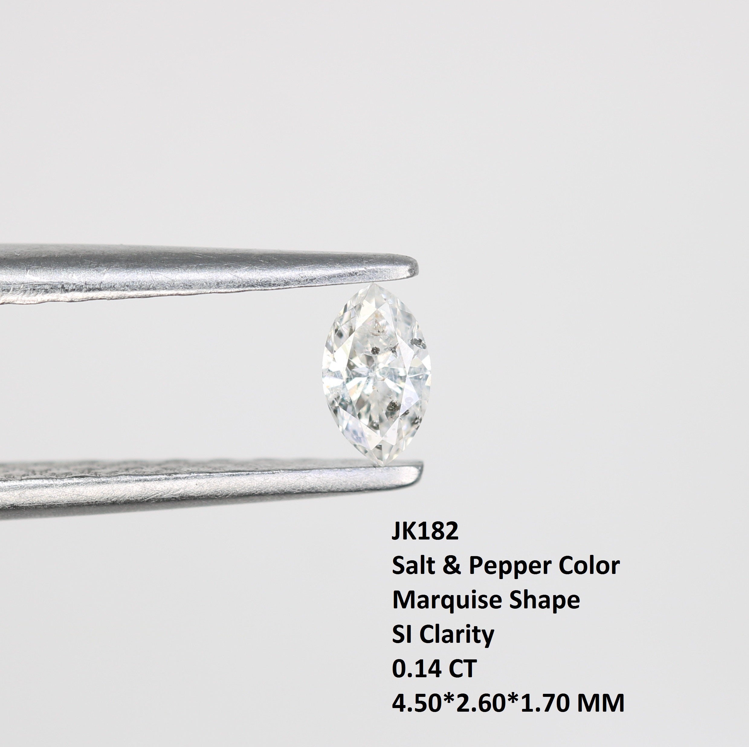 0.14 CT Marquise Shape Salt And Pepper Diamond For Engagement Ring