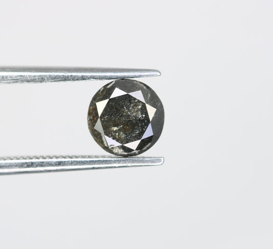 1.11 CT Salt and Pepper Round Brilliant Cut Diamond For Engagement Ring - JayKrishna Diamond