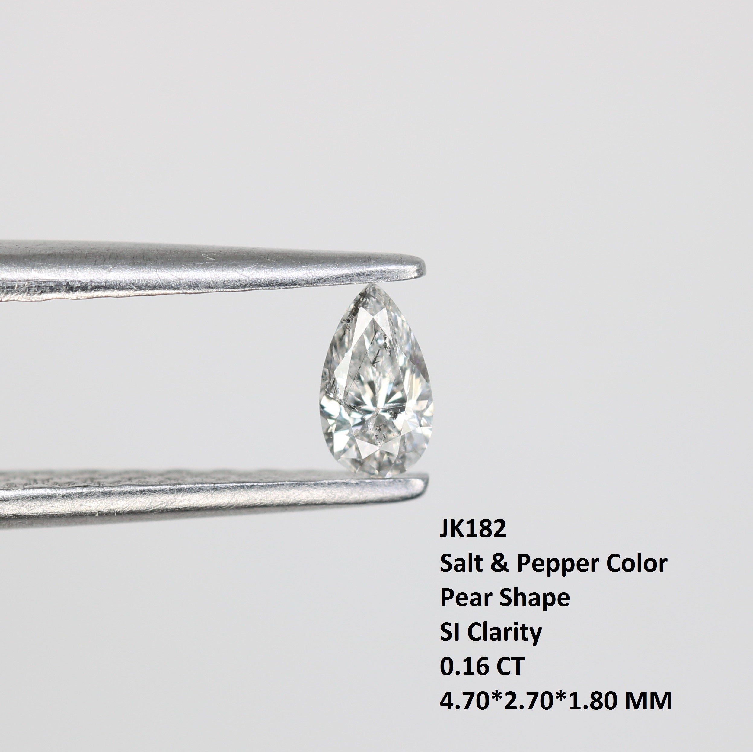 0.16 CT Natural Salt And Pepper Pear Shape Diamond For Engagement Ring