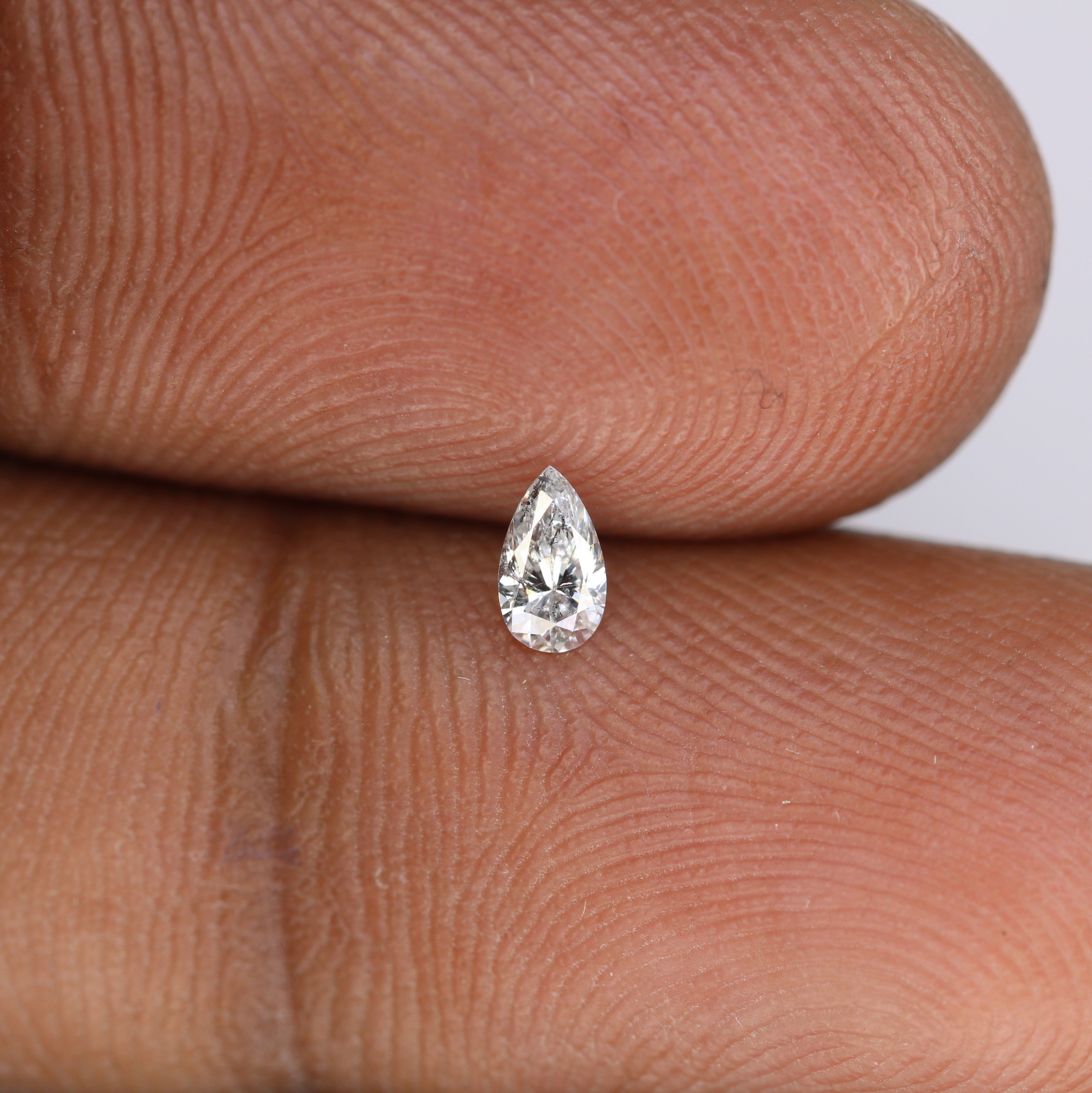 0.16 CT Natural Salt And Pepper Pear Shape Diamond For Engagement Ring