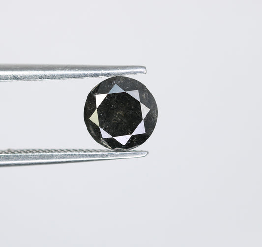 0.97 CT Salt and Pepper Round Brilliant Cut Diamond For Engagement Ring - JayKrishna Diamond