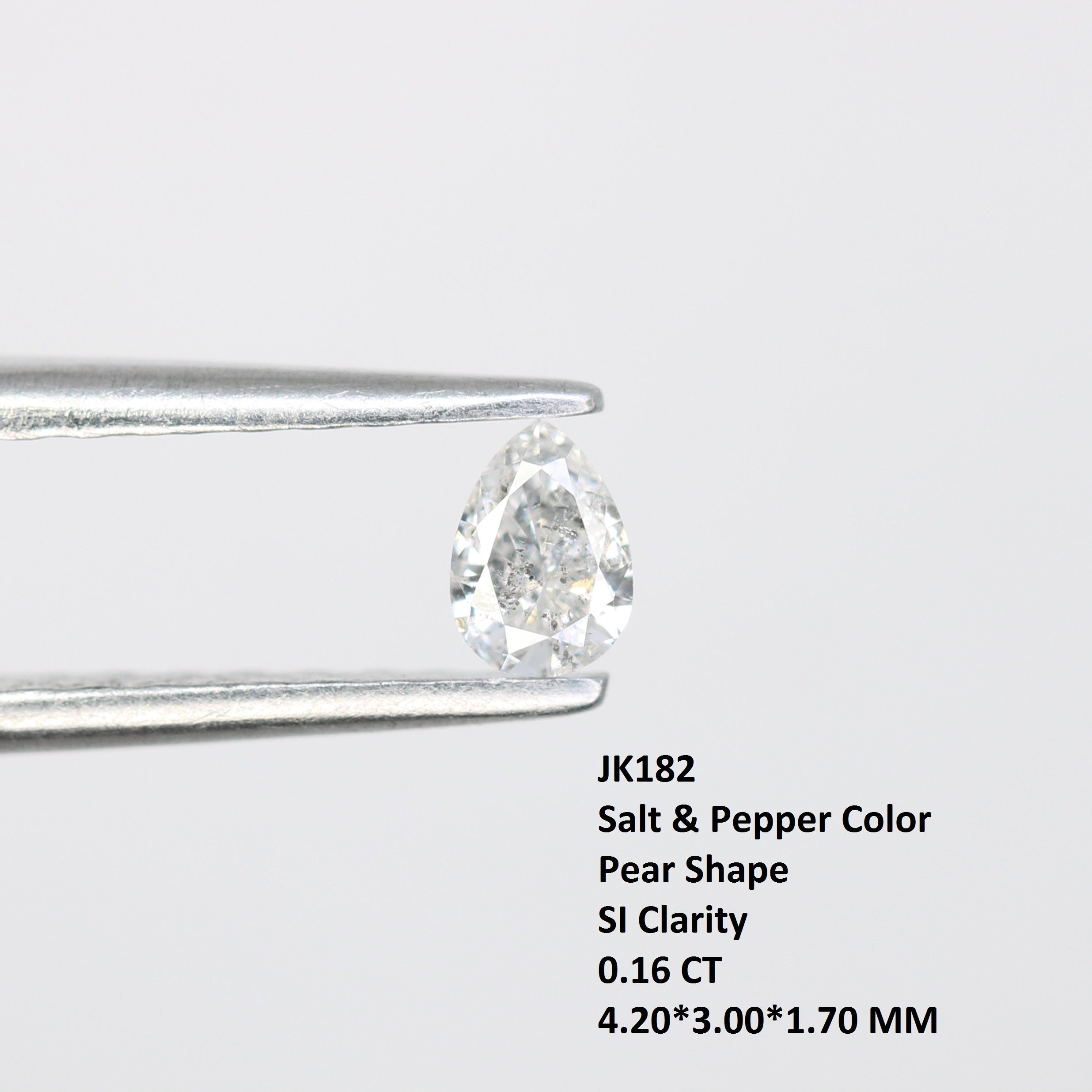 0.16 CT Salt And Pepper Pear Shape Natural Diamond For Engagement Ring