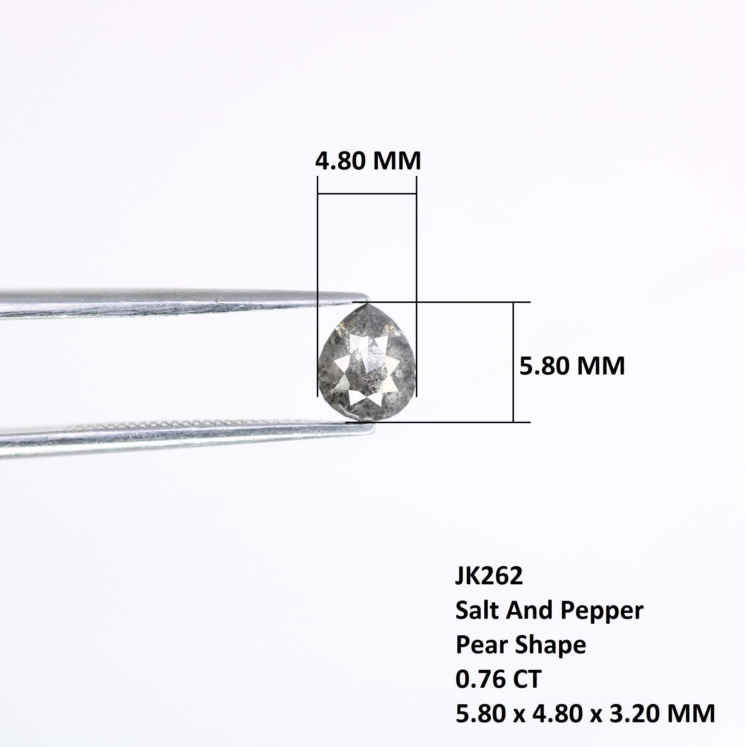 0.76 Carat Natural Pear Shaped Salt And Pepper Loose Diamond For Wedding Ring