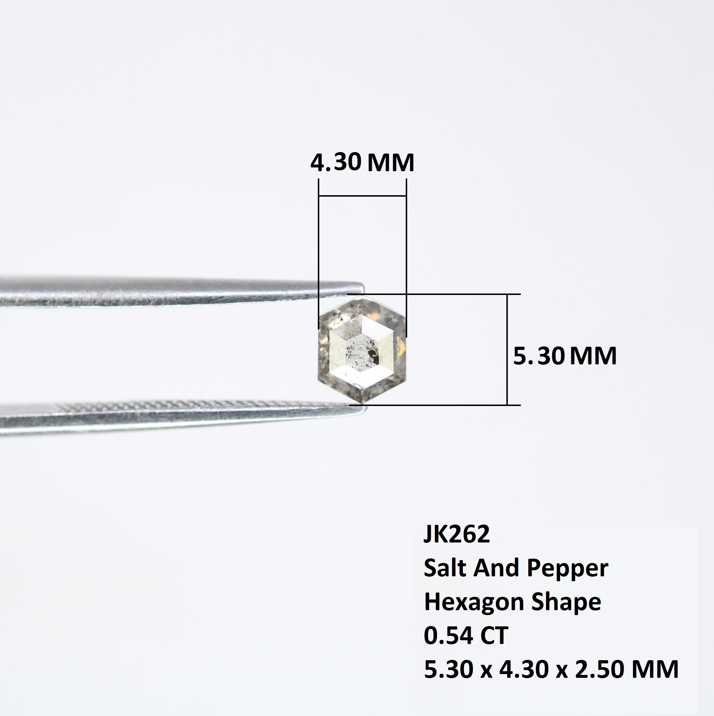 0.54 CT Loose Salt And Pepper Hexagon Shaped Diamond For Galaxy Ring