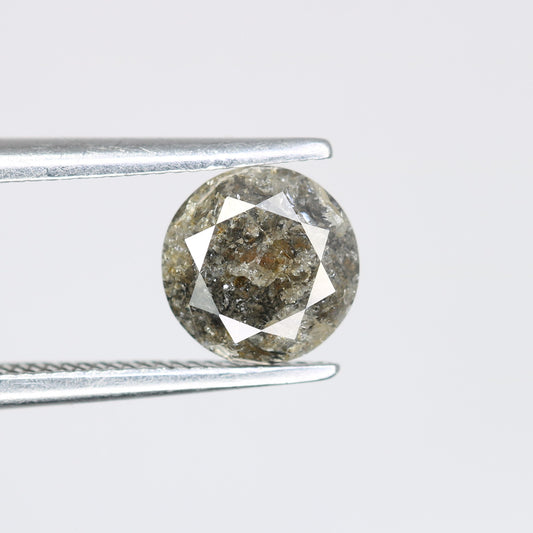 0.95 CT Salt and Pepper Round Brilliant Cut Diamond For Engagement Ring - JayKrishna Diamond