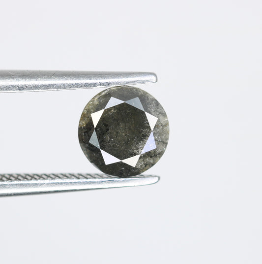 0.92 CT Round Brilliant Cut Salt and Pepper Diamond For Engagement Ring - JayKrishna Diamond