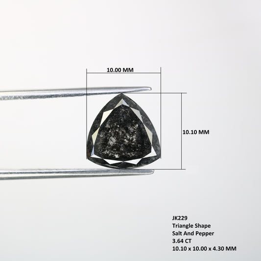 3.64 CT Salt And Pepper Natural Triangle Shape Diamond For Engagement Ring