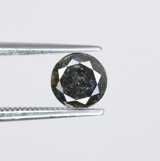 0.79 CT Round Brilliant Cut Salt and Pepper Diamond For Engagement Ring - JayKrishna Diamond
