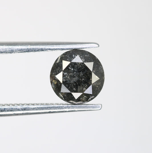 0.98 CT Round Brilliant Cut Salt and Pepper Diamond For Engagement Ring - JayKrishna Diamond