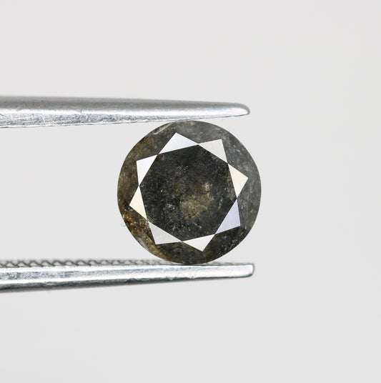 0.83 CT Salt and Pepper Round Brilliant Cut Diamond For Engagement Ring - JayKrishna Diamond