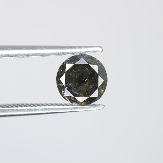 0.82 CT Salt and Pepper Round Brilliant Cut Diamond For Engagement Ring - JayKrishna Diamond