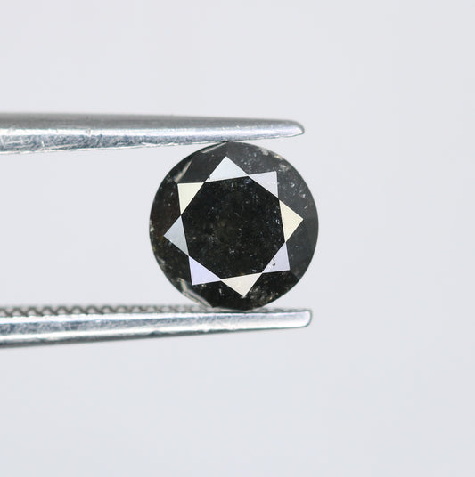 0.93 CT Round Brilliant Cut Salt and Pepper Diamond For Engagement Ring - JayKrishna Diamond