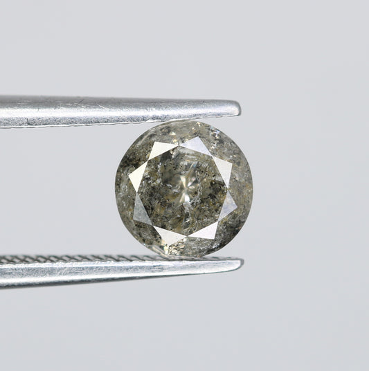 0.76 CT Salt and Pepper Round Brilliant Cut Diamond For Engagement Ring - JayKrishna Diamond