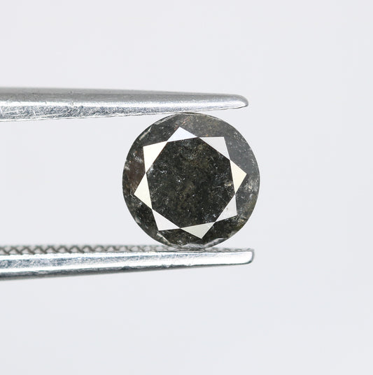 0.78 CT Salt and Pepper Round Brilliant Cut Diamond For Engagement Ring - JayKrishna Diamond