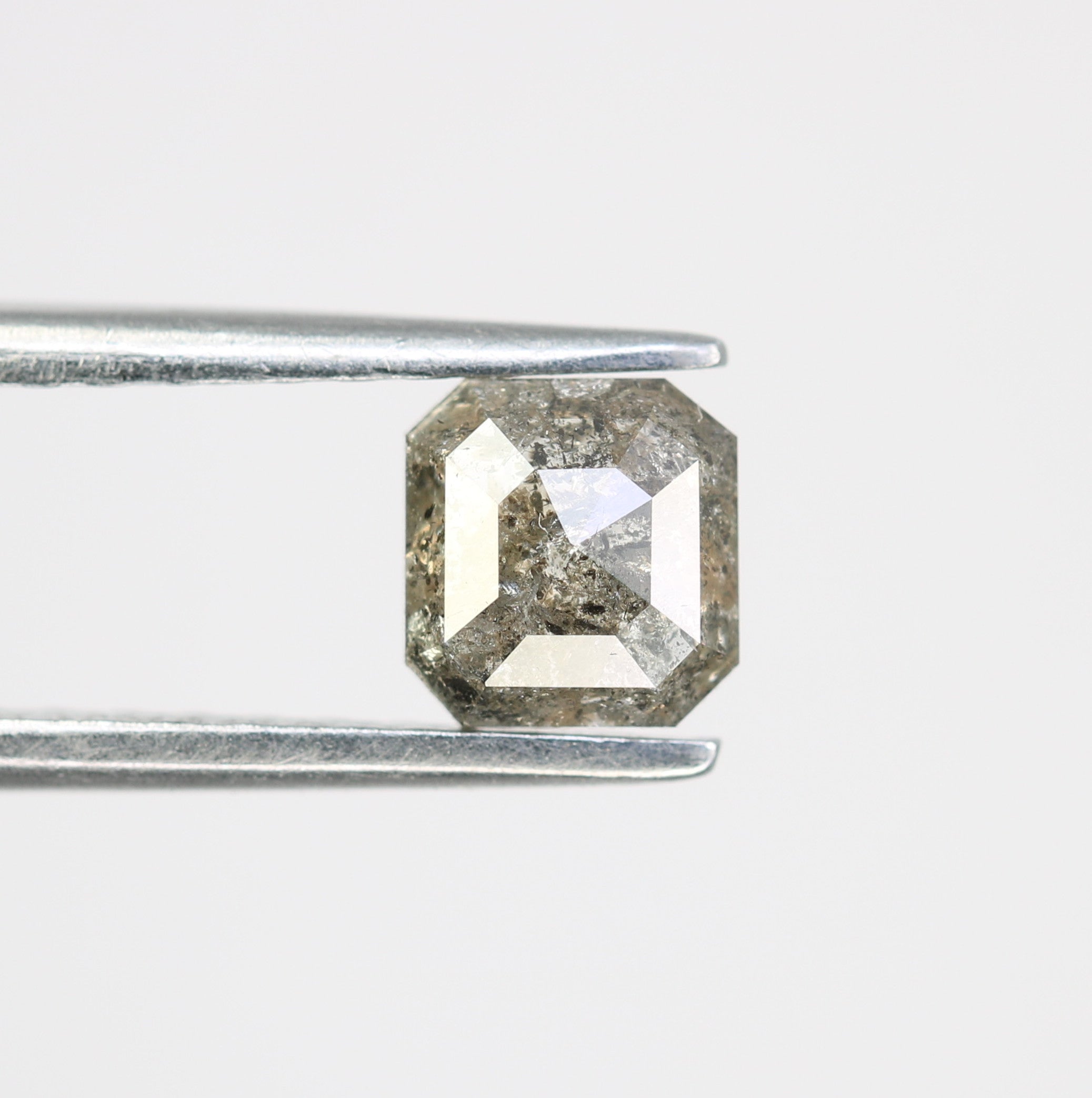 0.88 CT Asscher Shape Salt And Pepper Diamond For Engagement Ring