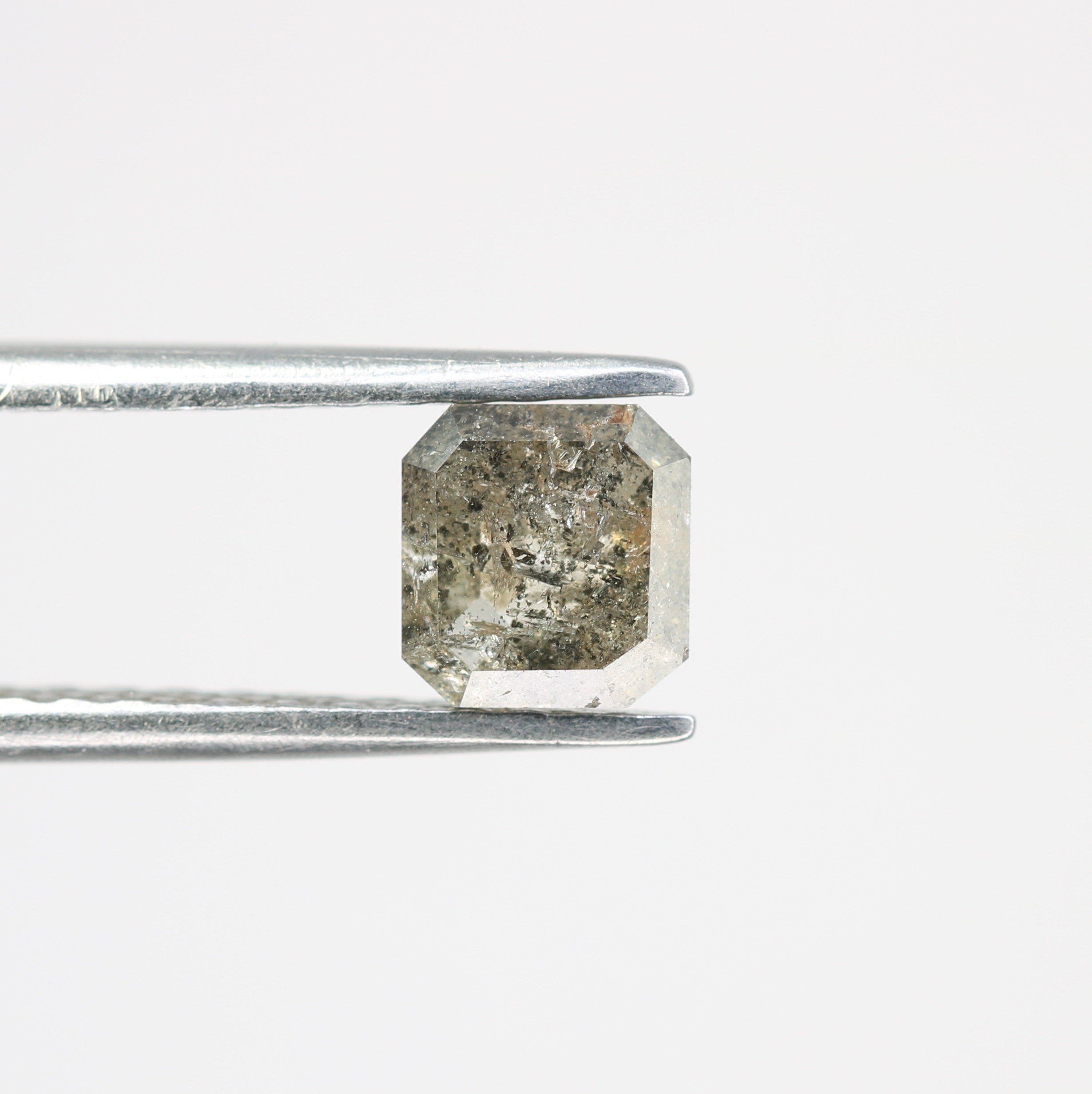 0.88 CT Asscher Shape Salt And Pepper Diamond For Engagement Ring