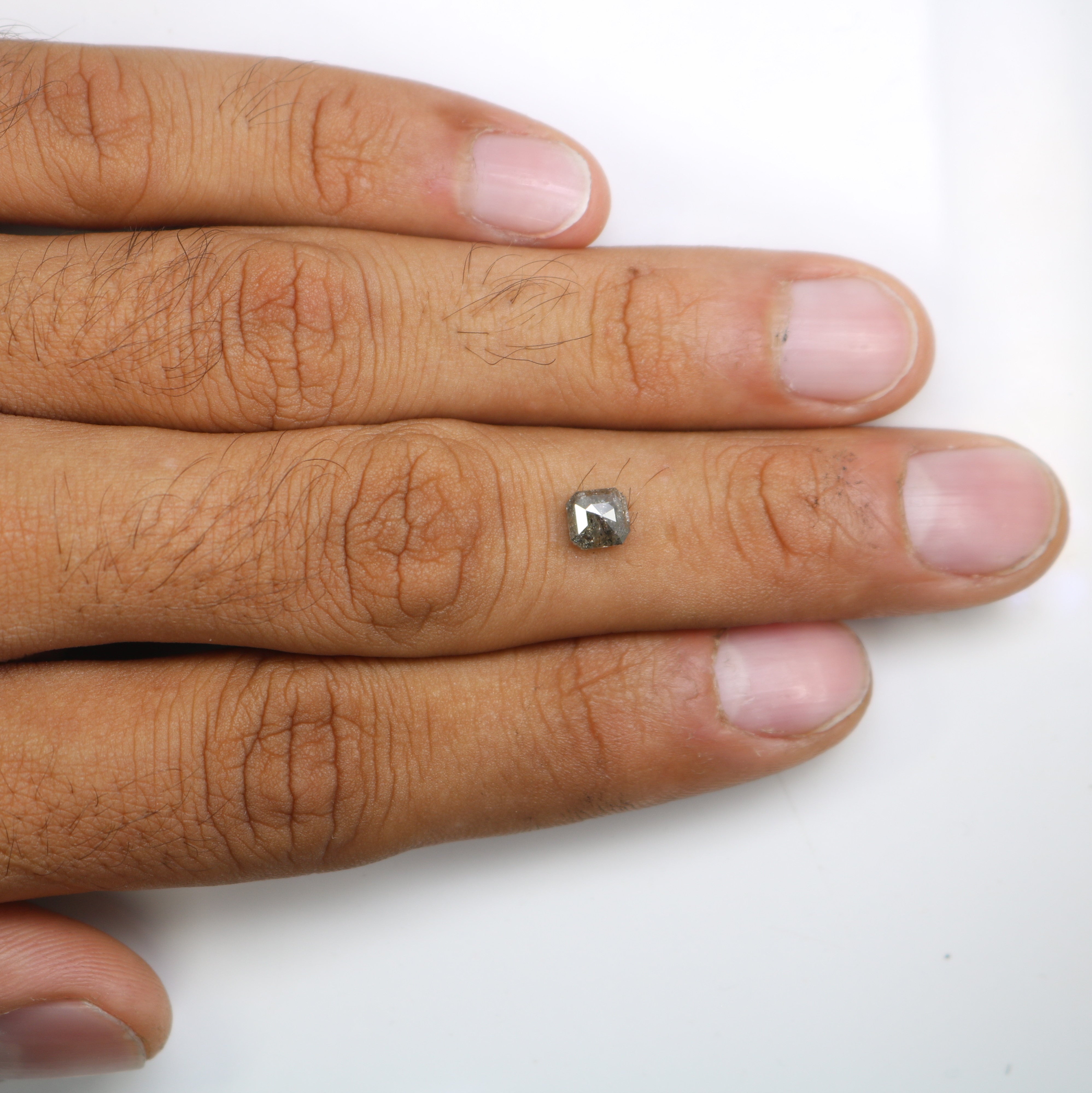 0.88 CT Asscher Shape Salt And Pepper Diamond For Engagement Ring