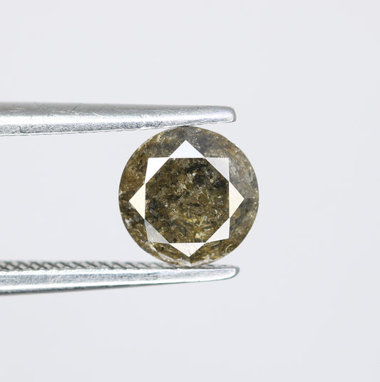 0.77 CT Round Brilliant Cut Salt and Pepper Diamond For Engagement Ring - JayKrishna Diamond