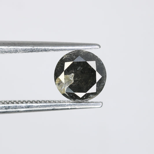 0.76 CT Salt and Pepper Round Brilliant Cut Diamond For Engagement Ring - JayKrishna Diamond