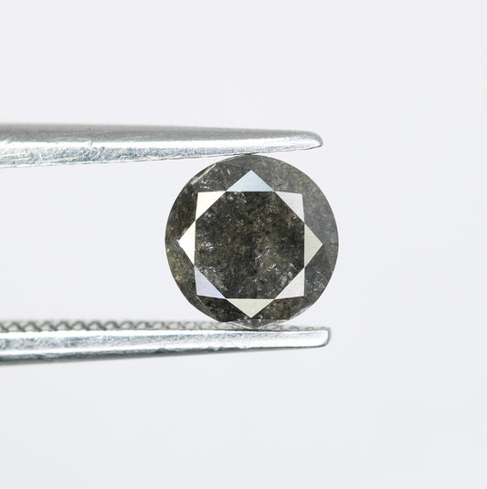 0.70 CT Salt and Pepper Round Brilliant Cut Diamond For Engagement Ring - JayKrishna Diamond