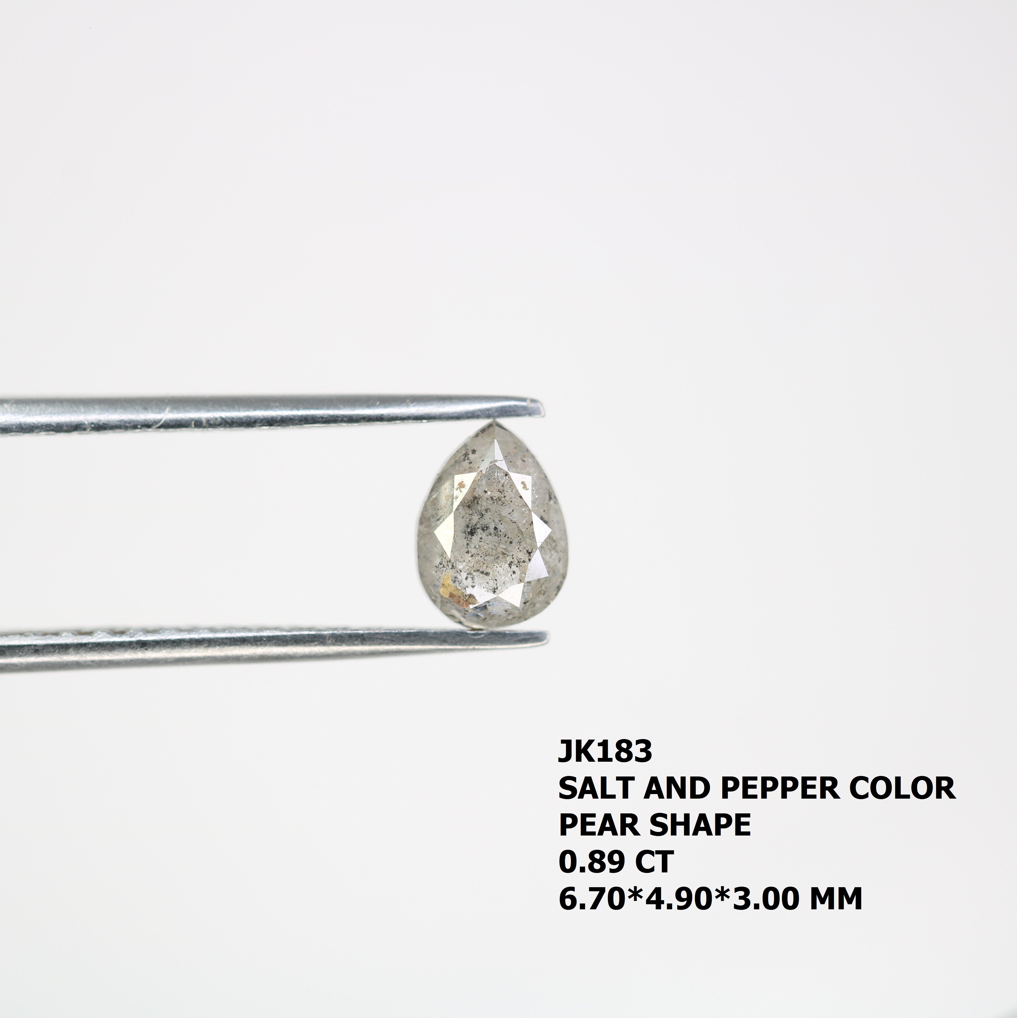 0.89 CT Pear Cut Salt And Pepper Diamond For Engagement Ring