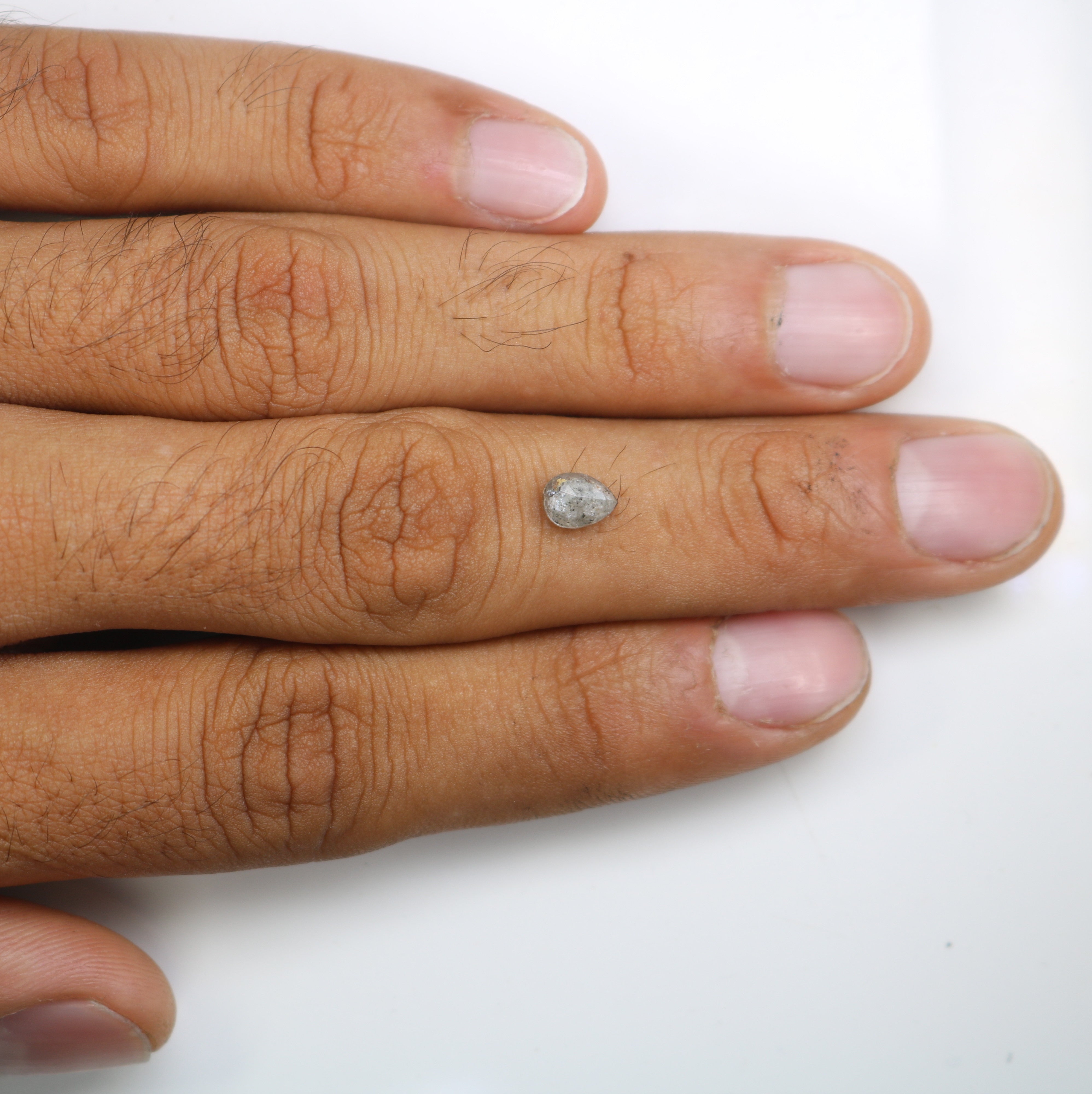 0.89 CT Pear Cut Salt And Pepper Diamond For Engagement Ring