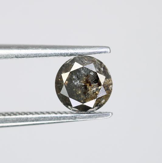 0.70 CT Round Brilliant Cut Salt and Pepper Diamond For Engagement Ring - JayKrishna Diamond