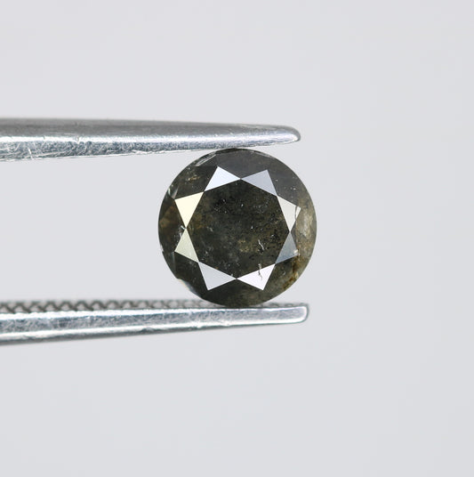 0.71 CT Salt and Pepper Round Brilliant Cut Diamond For Engagement Ring - JayKrishna Diamond