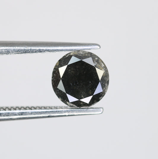 0.74 CT Salt and Pepper Round Brilliant Cut Diamond For Engagement Ring - JayKrishna Diamond