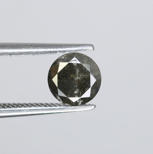 0.69 CT Round Brilliant Cut Salt and Pepper Diamond For Engagement Ring - JayKrishna Diamond