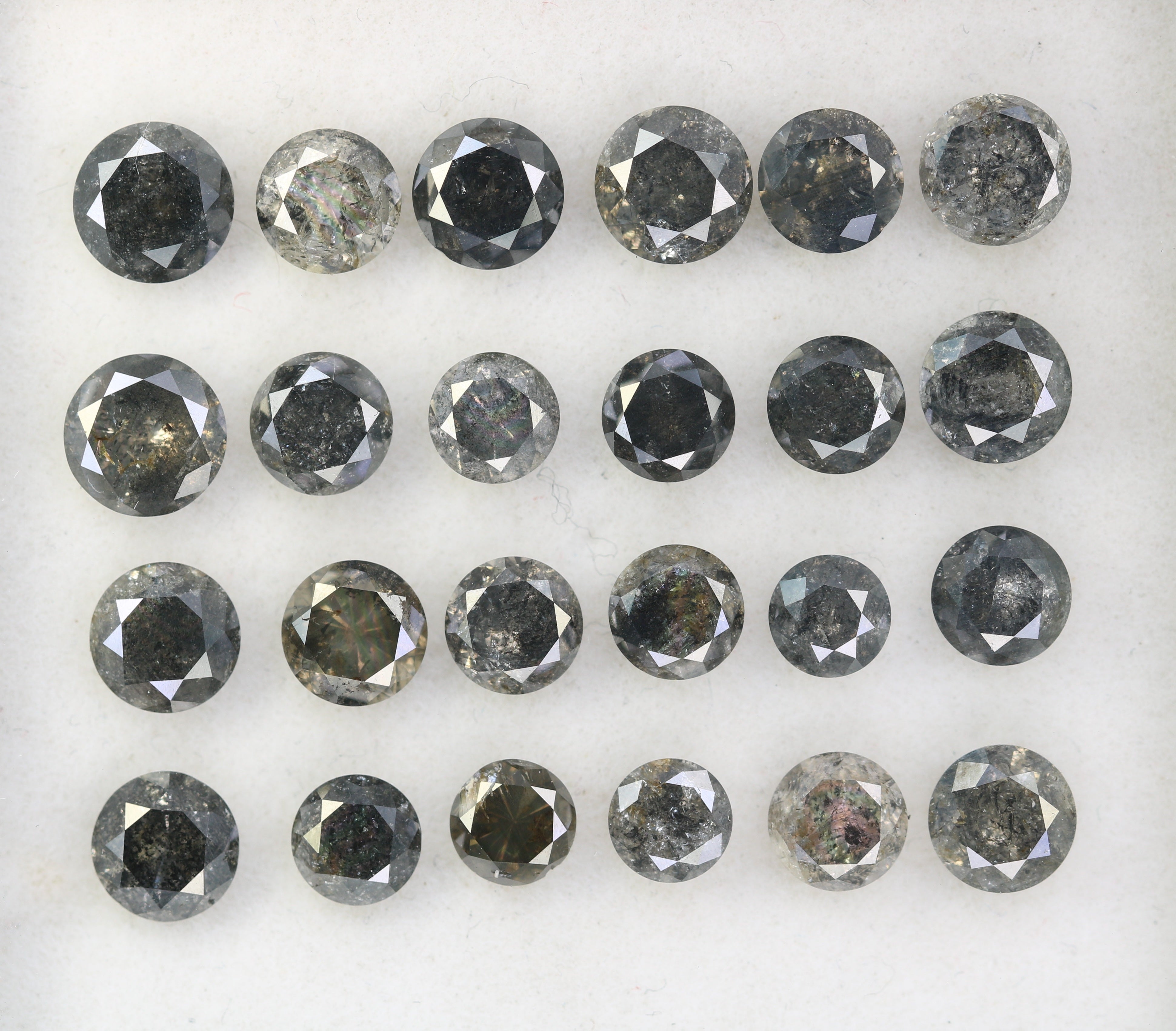 Loose Round Brilliant Cut Salt And Pepper Diamond For Engagement Ring