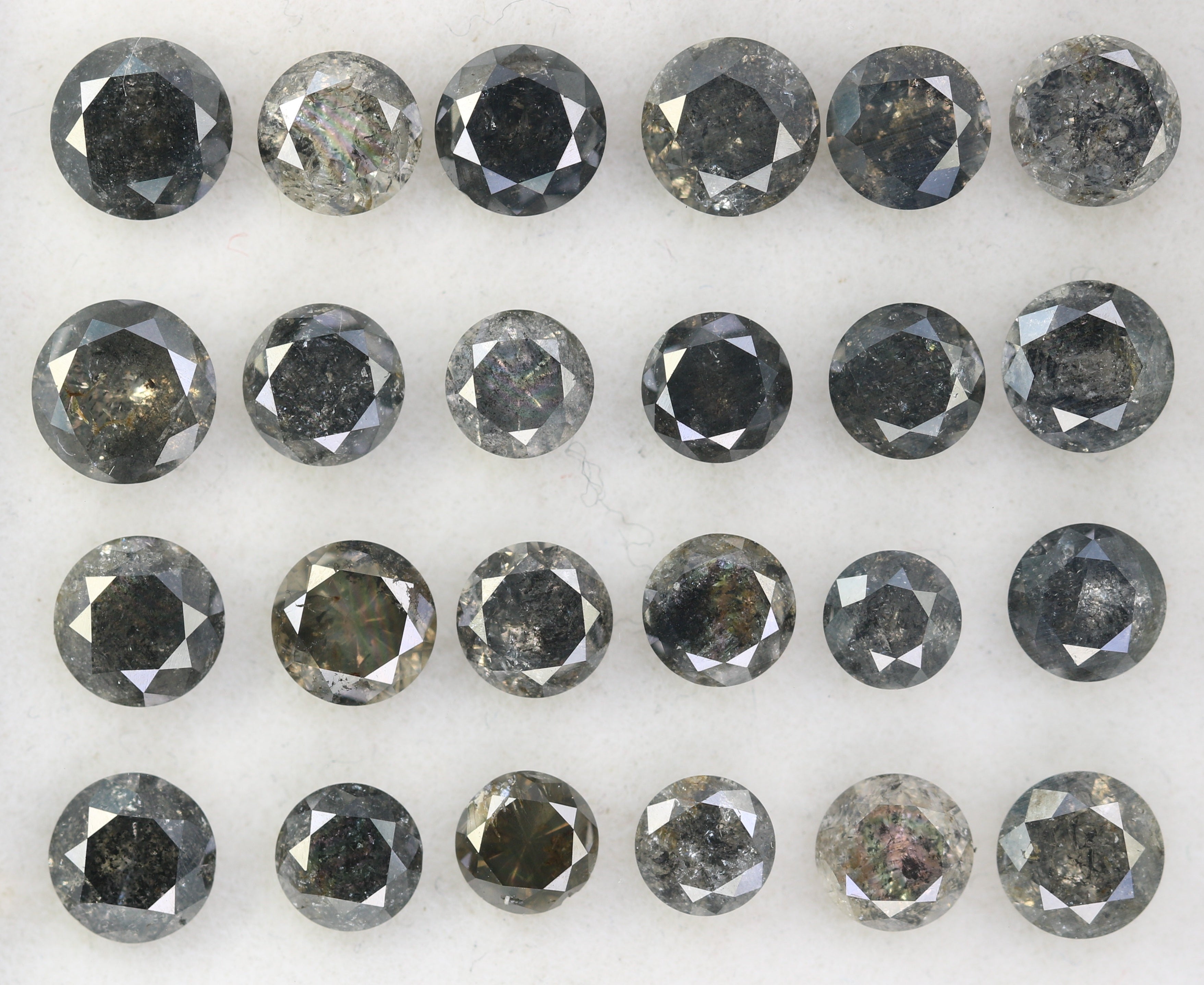 Loose Round Brilliant Cut Salt And Pepper Diamond For Engagement Ring