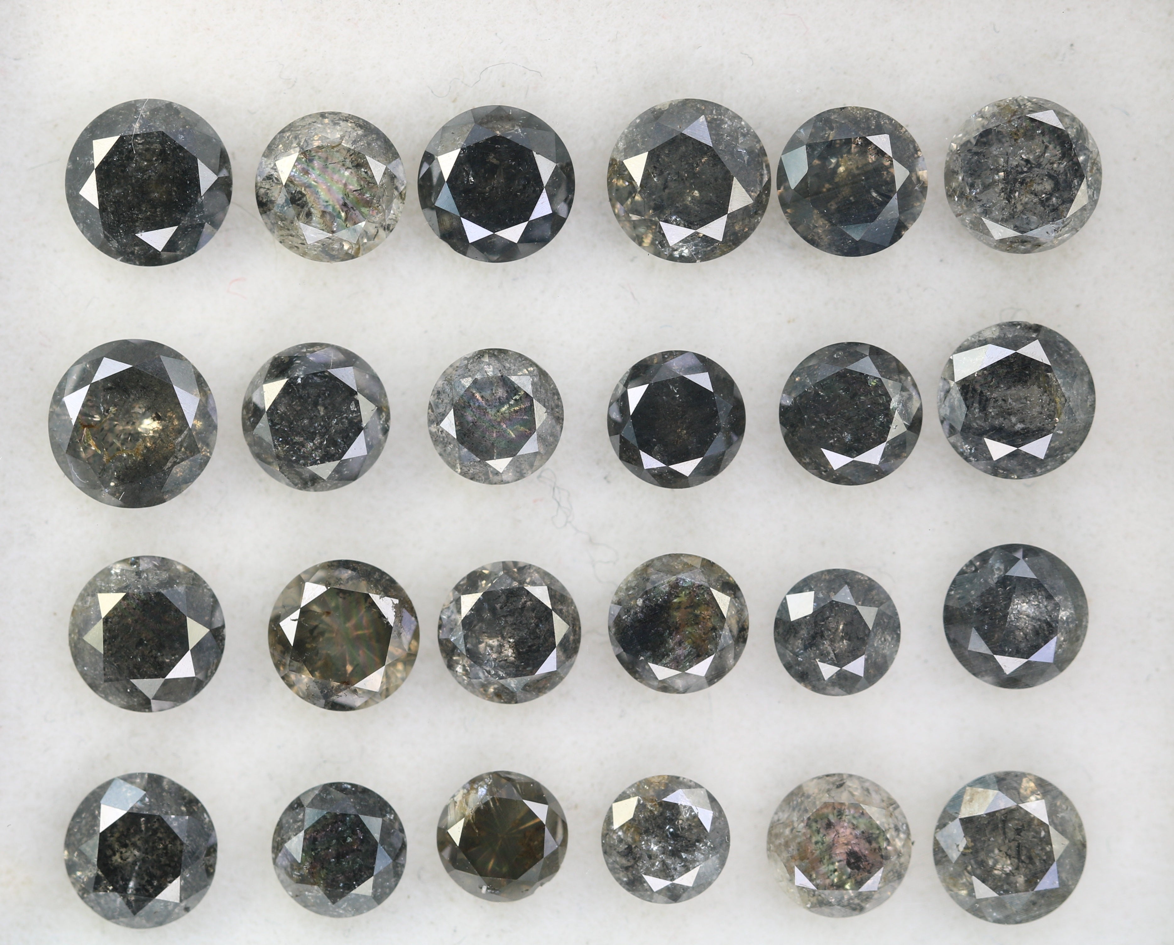 Loose Round Brilliant Cut Salt And Pepper Diamond For Engagement Ring