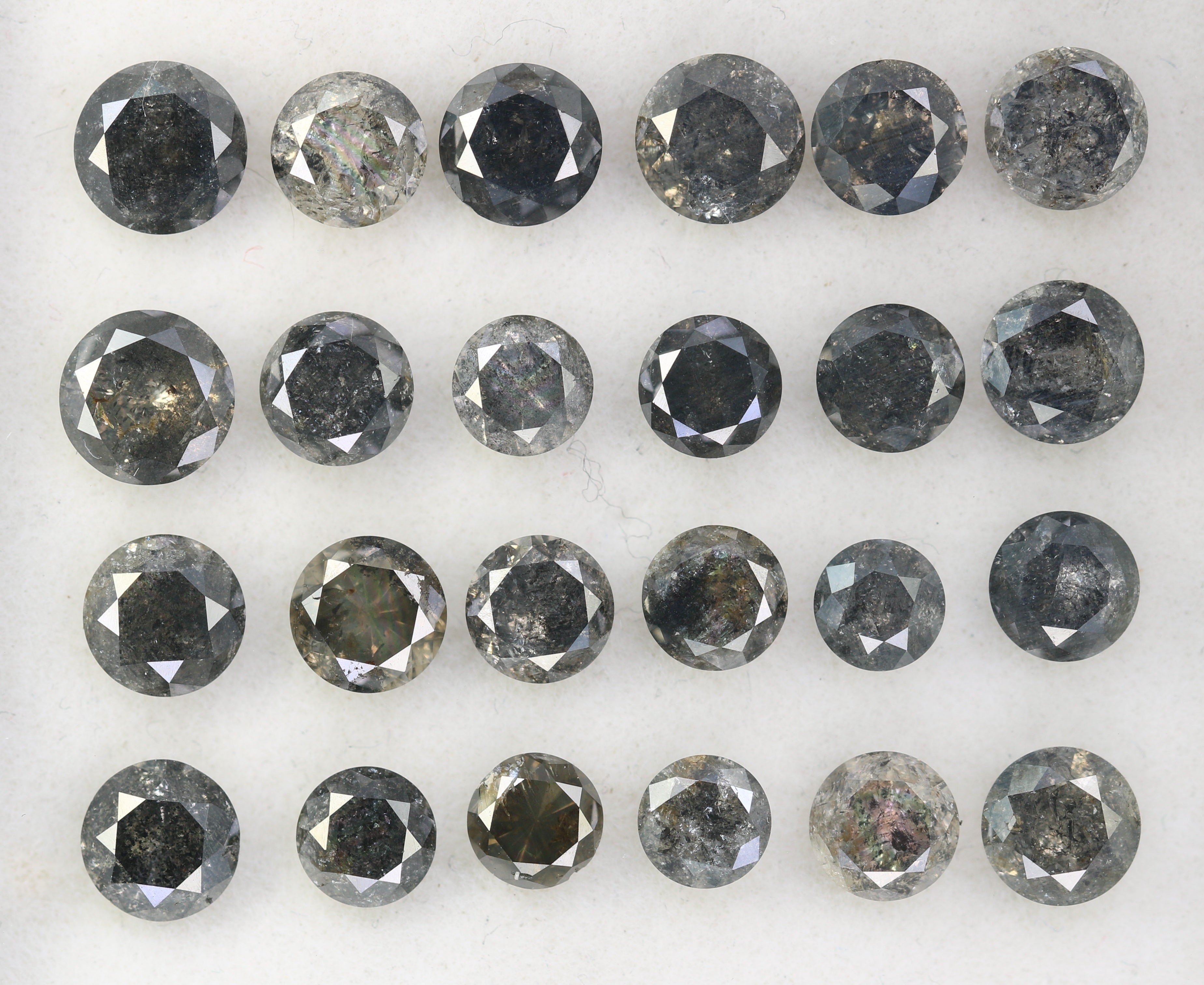 Loose Round Brilliant Cut Salt And Pepper Diamond For Engagement Ring