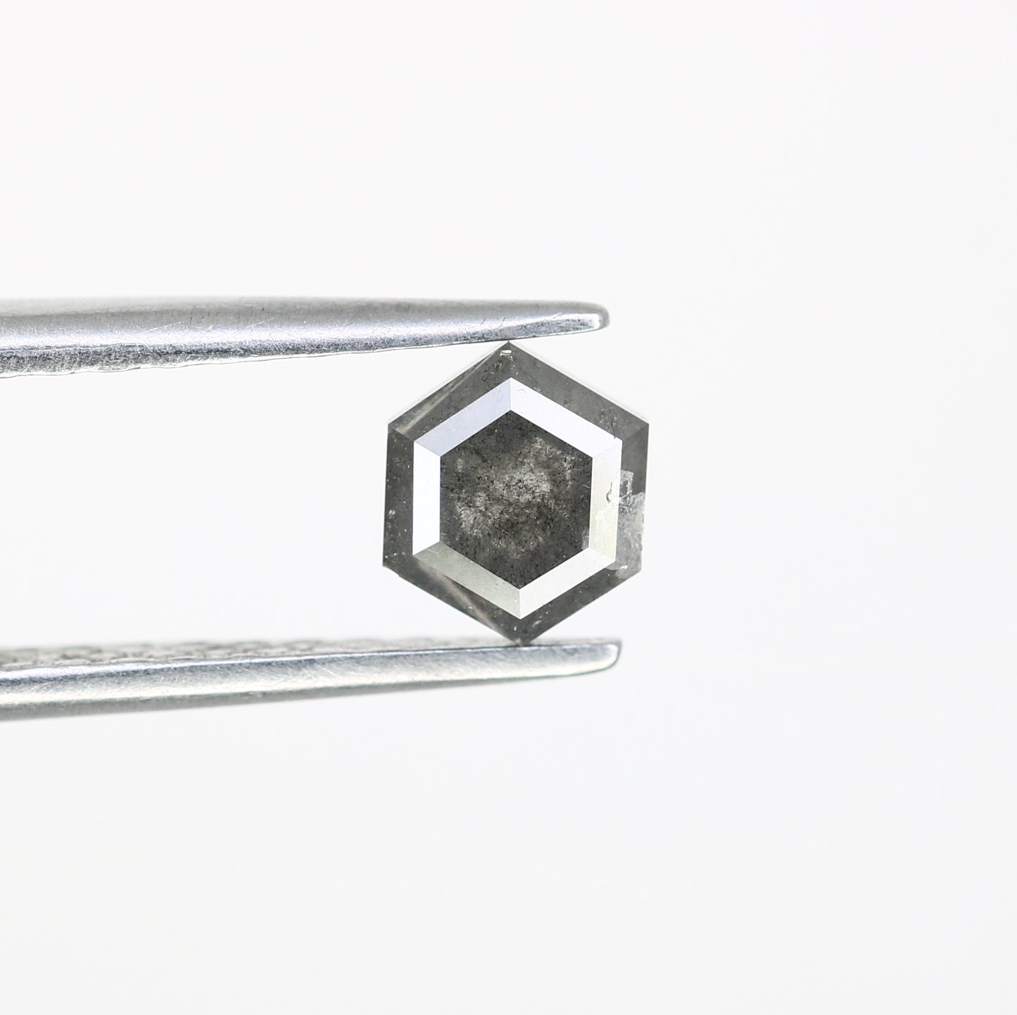 0.87 CT Hexagon Shape Salt And Pepper Diamond For Engagement Ring