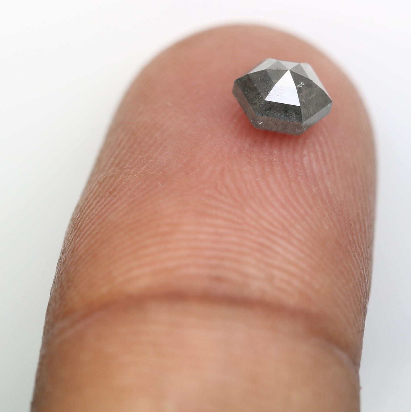 0.87 CT Hexagon Shape Salt And Pepper Diamond For Engagement Ring