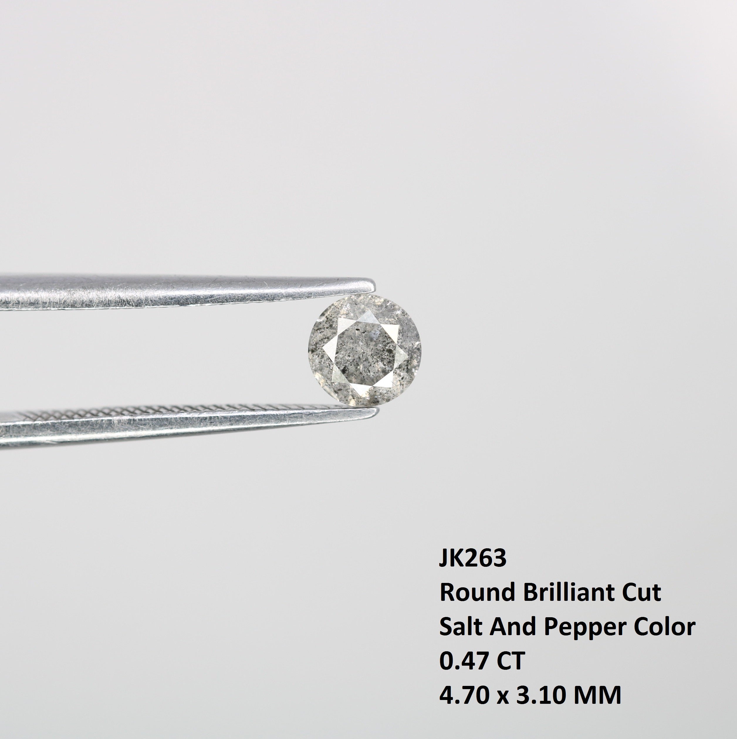 0.47 CT Round Brilliant Cut Salt And Pepper Loose Diamond For Engagement Ring