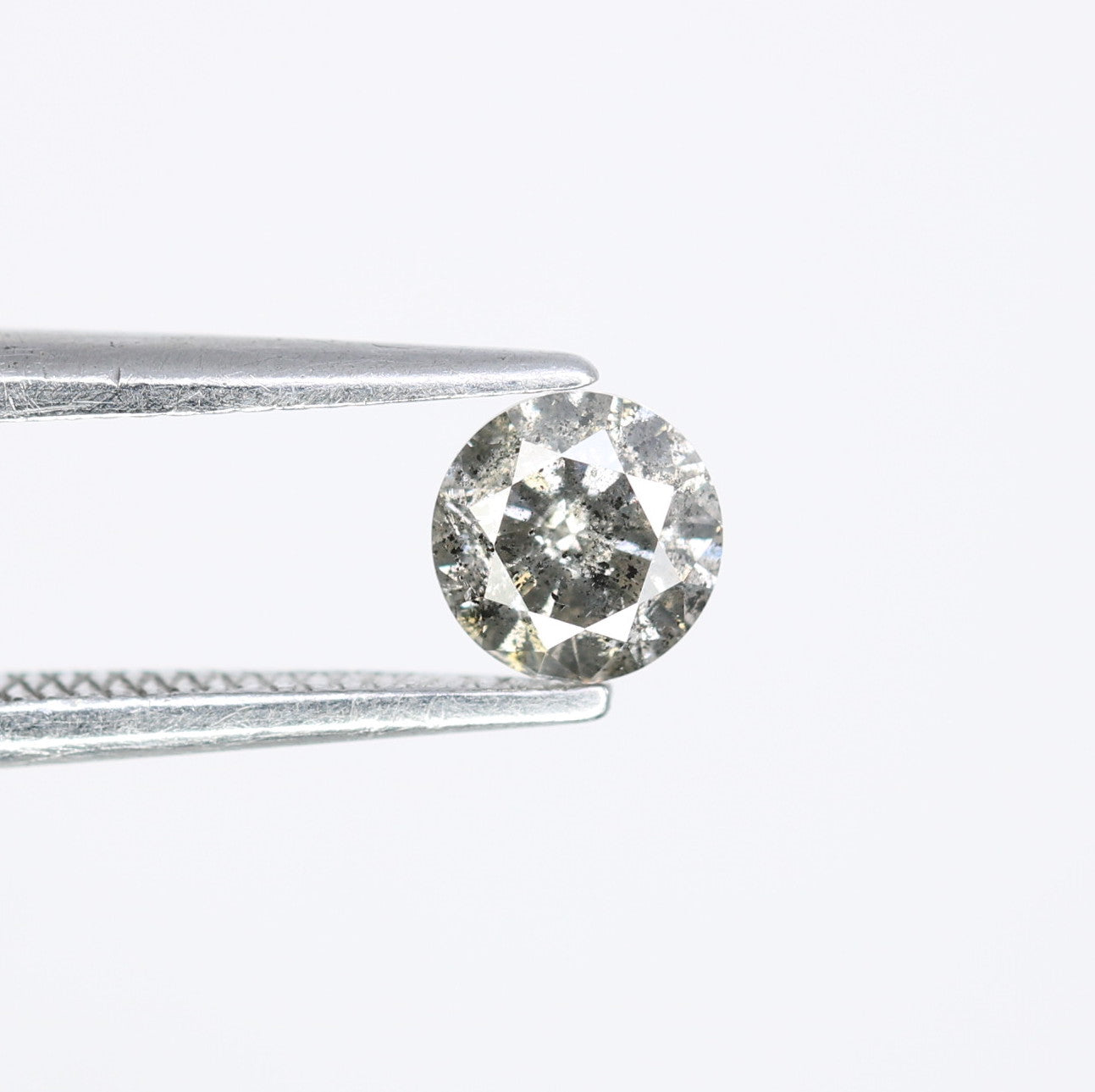 0.37 CT Round Brilliant Cut Salt And Pepper Diamond For Engagement Ring