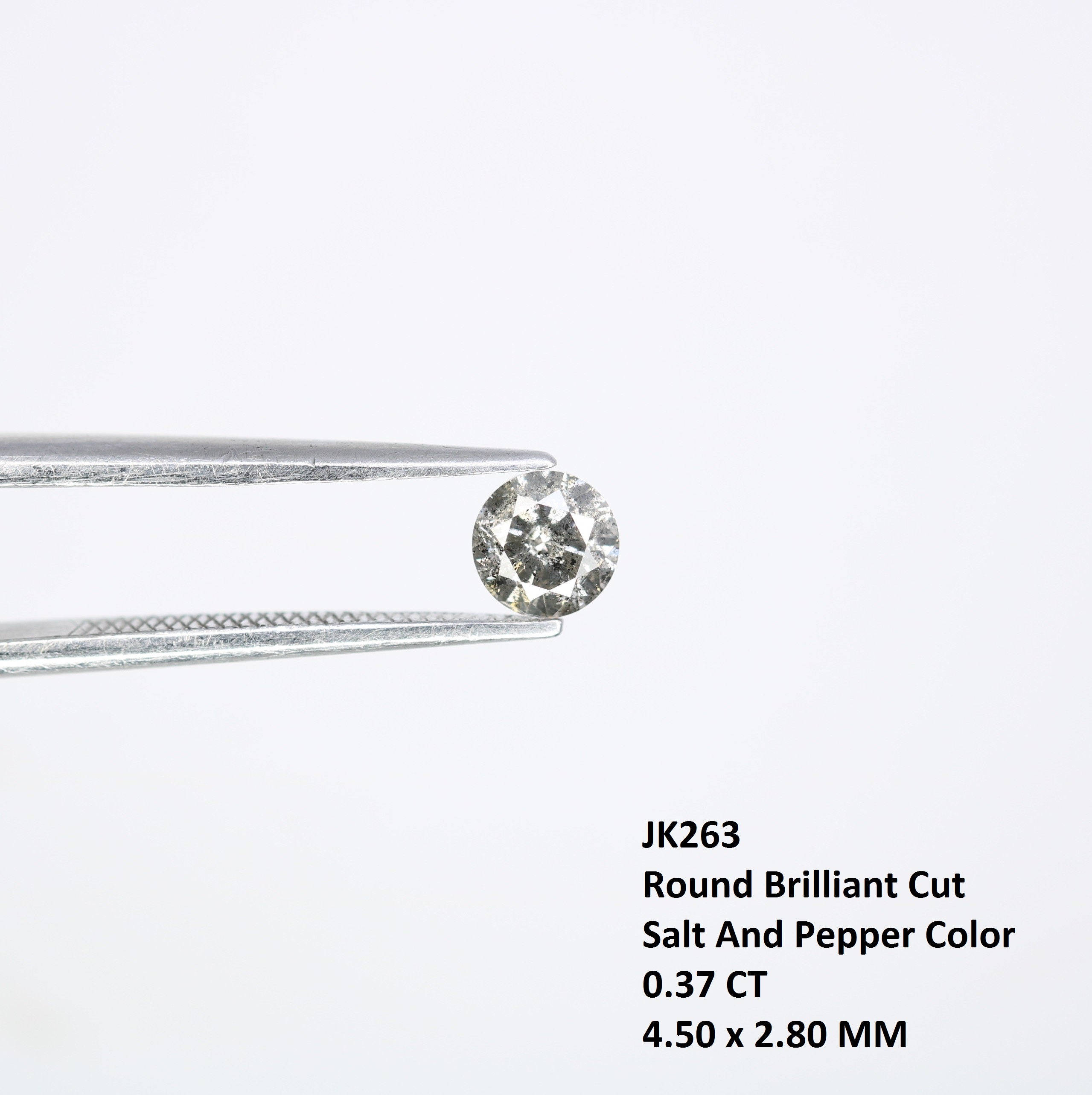 0.37 CT Round Brilliant Cut Salt And Pepper Diamond For Engagement Ring