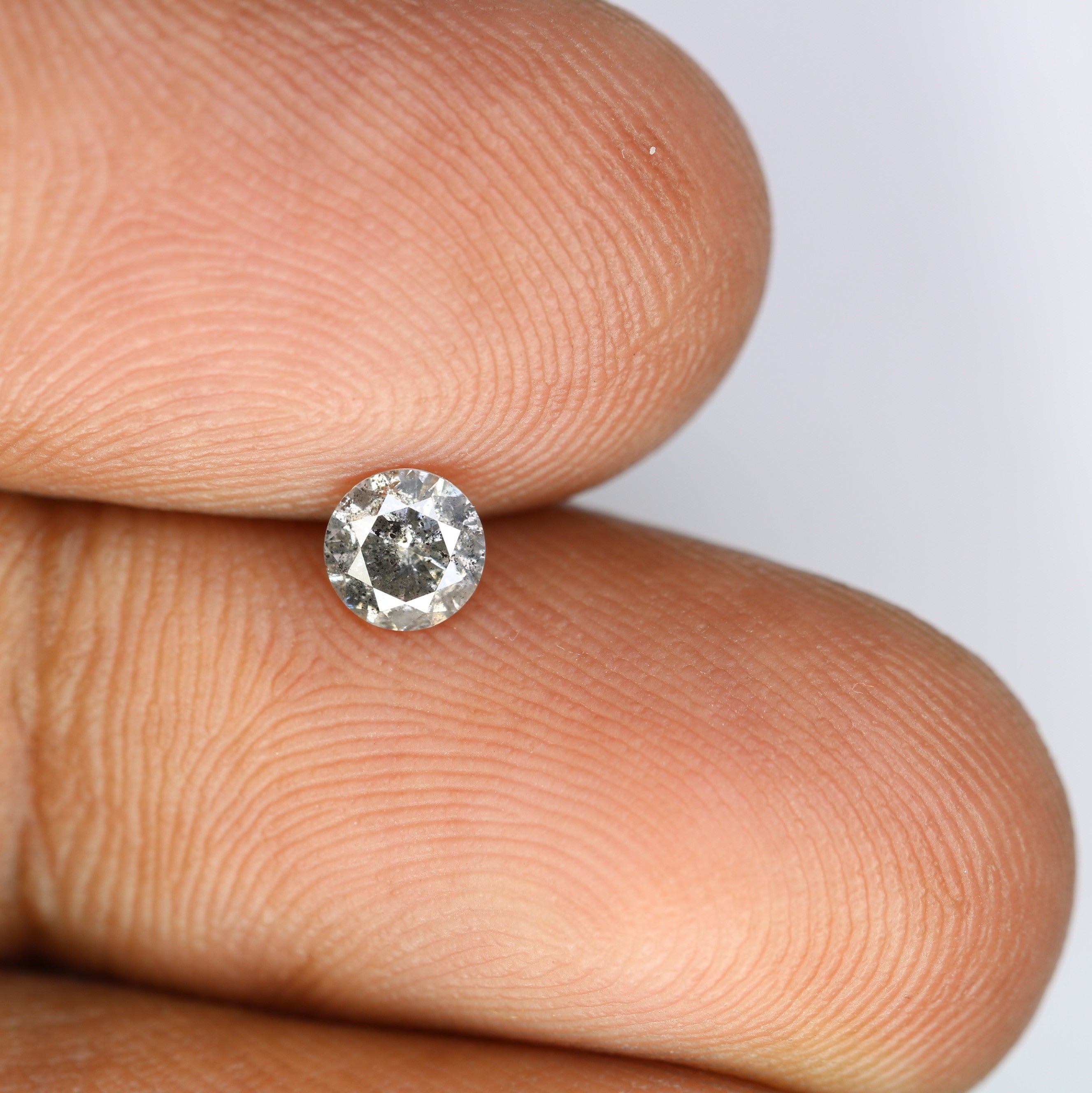 0.37 CT Round Brilliant Cut Salt And Pepper Diamond For Engagement Ring