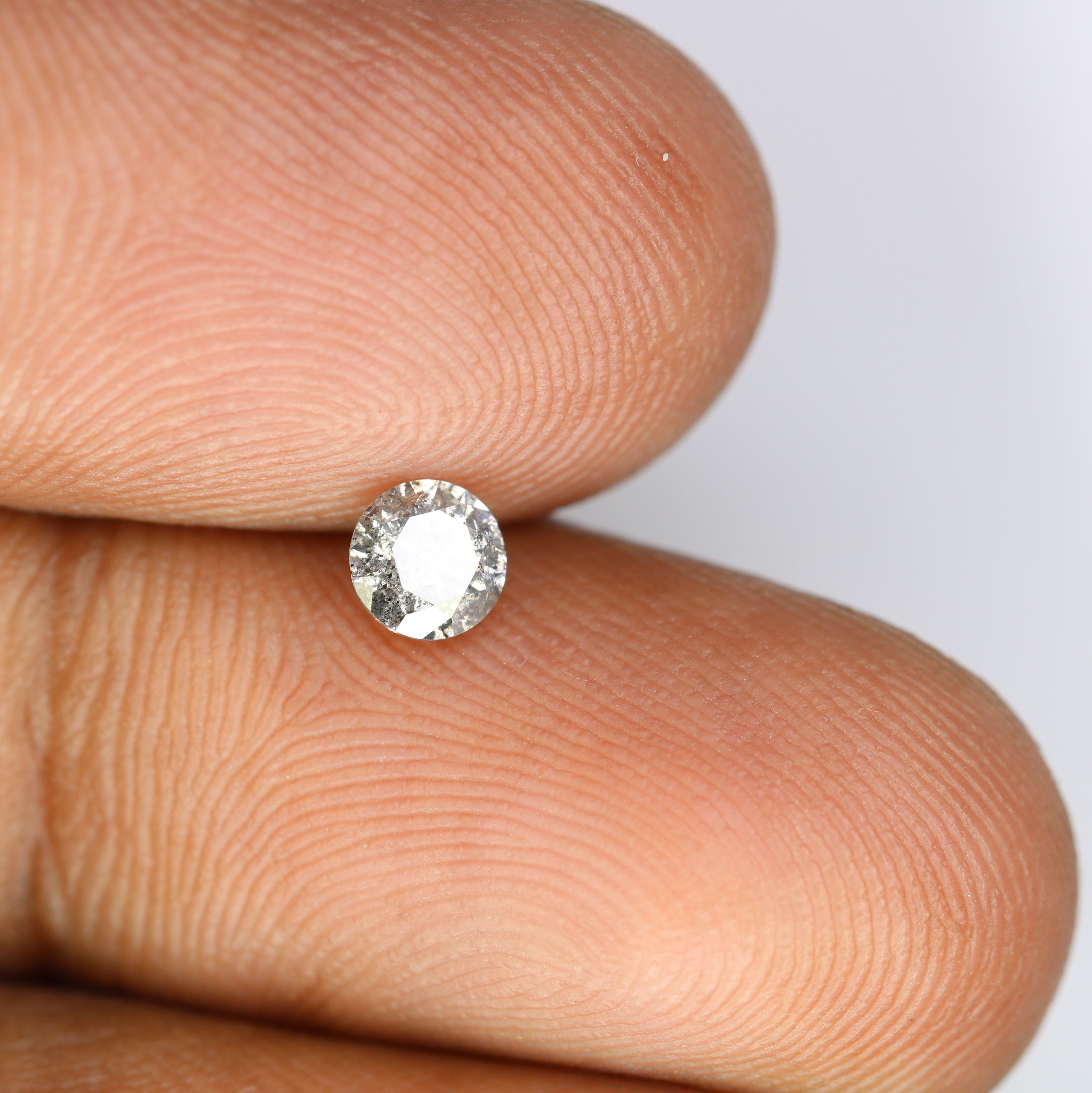 0.37 CT Round Brilliant Cut Salt And Pepper Diamond For Engagement Ring