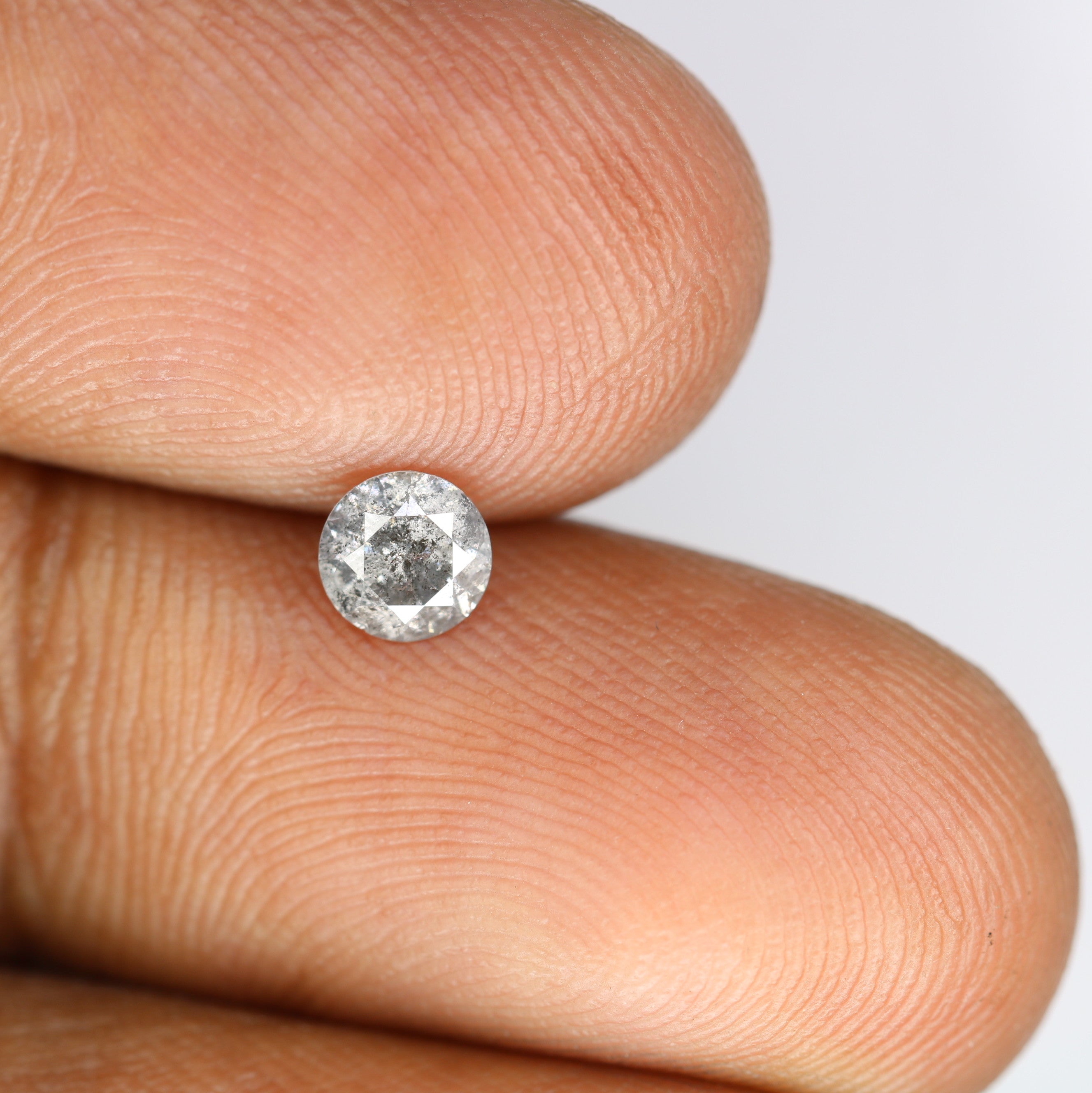 0.42 CT Salt And Pepper Round Brilliant Cut Diamond For Engagement Ring